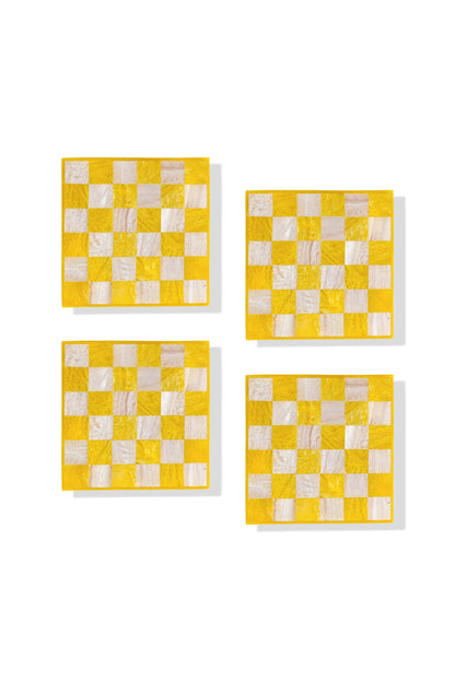 Citrine Checker Resin Coaster Set