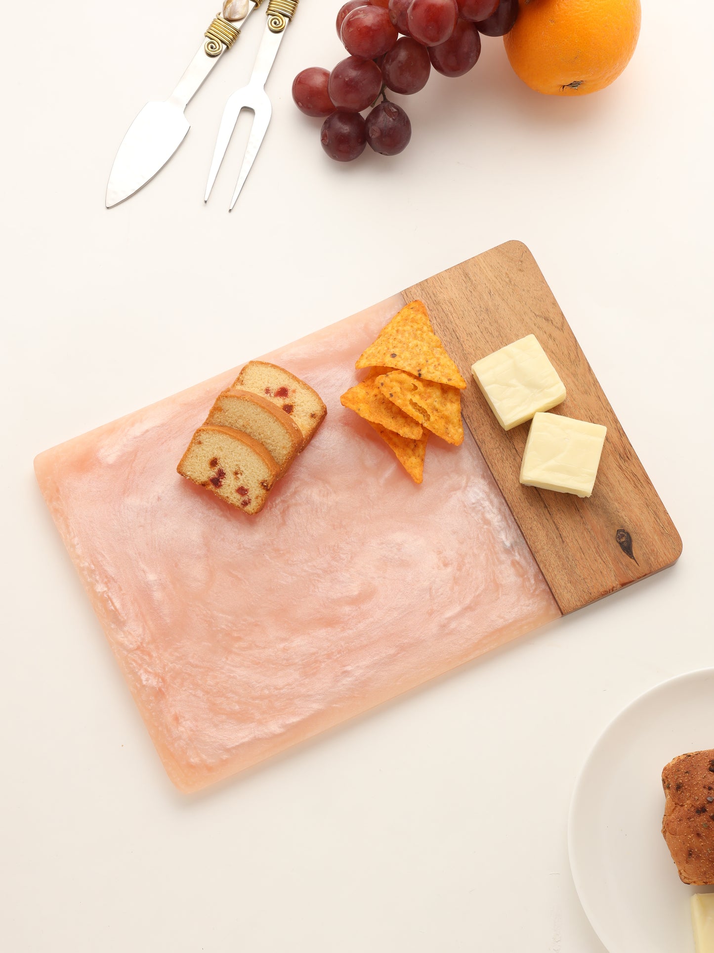 Pink Resin & Wood Cheese Board