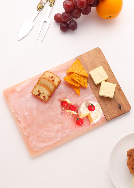 Pink Resin & Wood Cheese Board