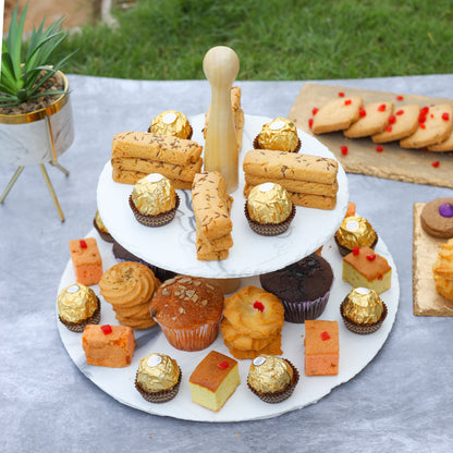 Tiramisu Wood & Resin 2-Tier Dessert Server