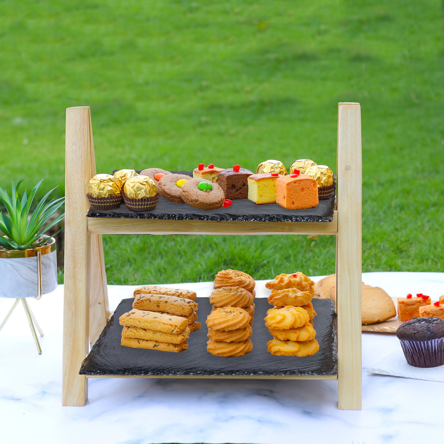 Tiramisu Two -Tier Server with Resin Slates