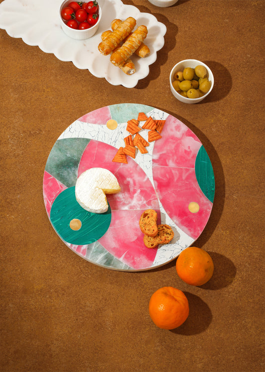 Aurora Splendor Gemstone Marble Platter