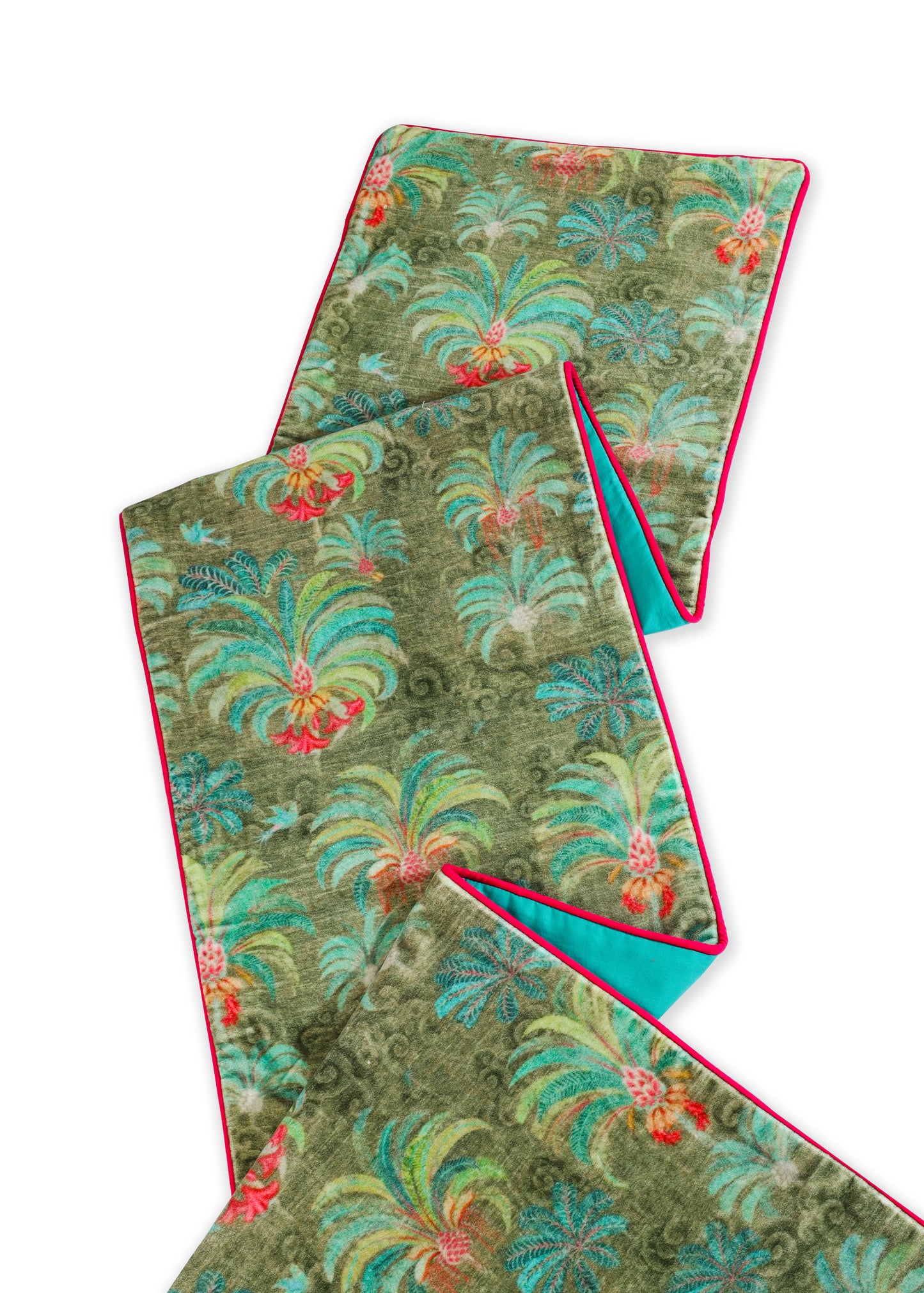 Palatial Verdant Oasis Velvet Table Runner