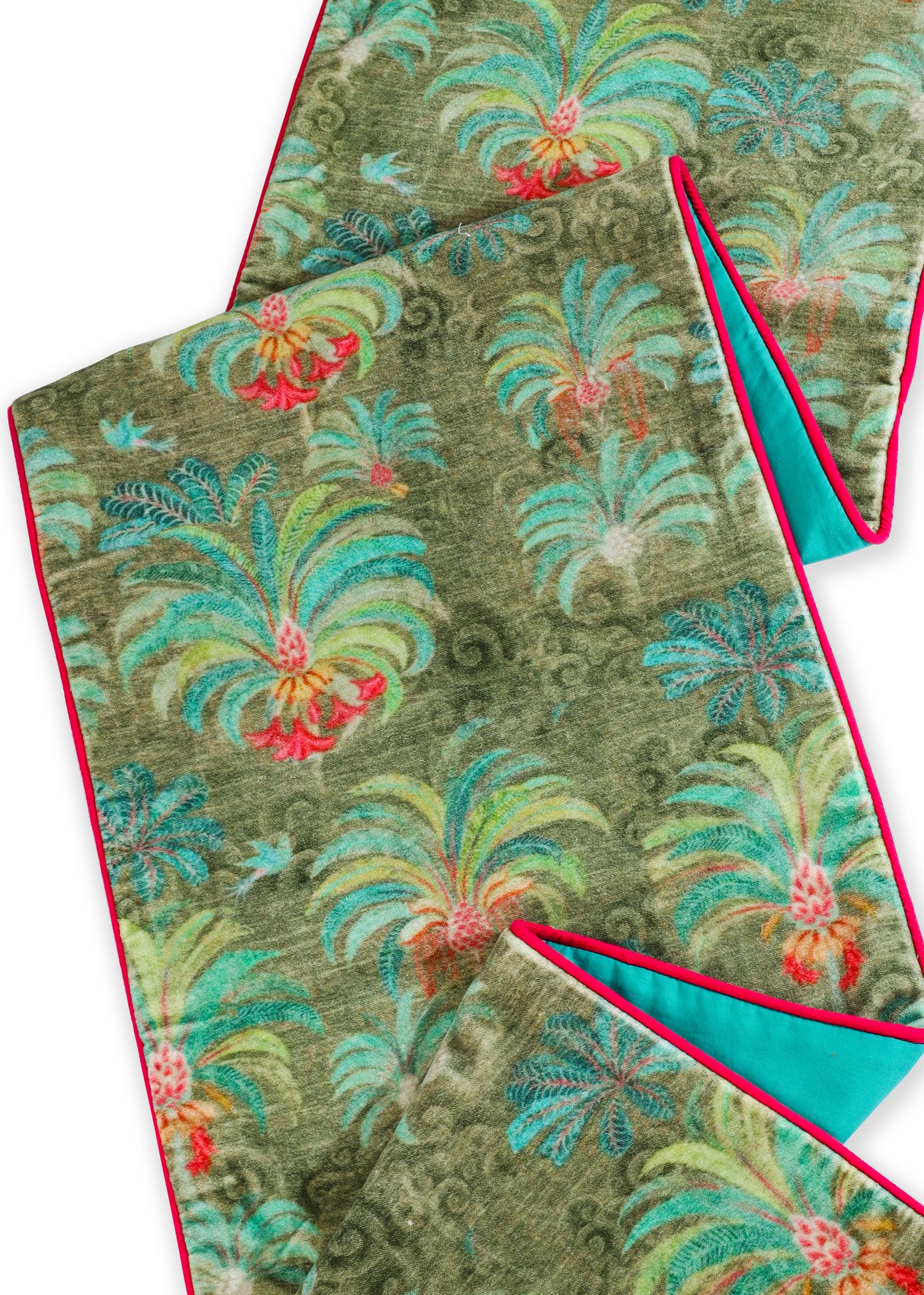 Palatial Verdant Oasis Velvet Table Runner