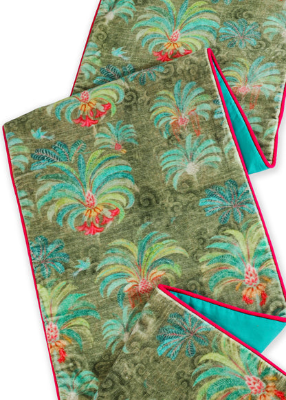 Palatial Verdant Oasis Velvet Table Runner