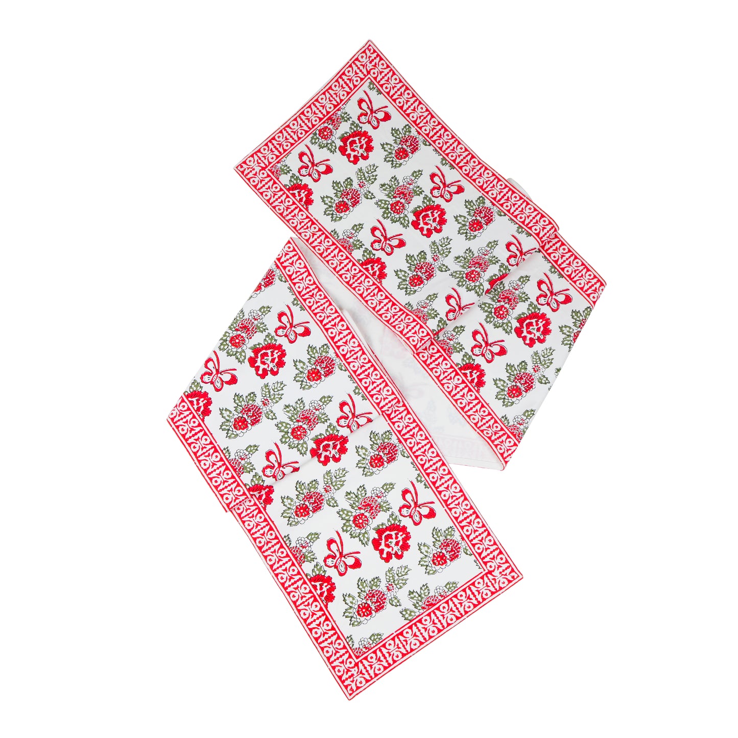 Flutter & Bloom Block Print Cotton Table Runner