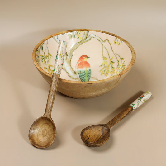 Avian Haven Salad Bowl with Salad Servers
