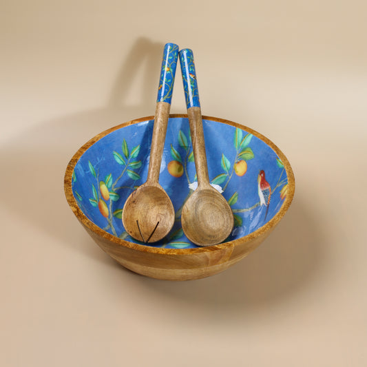 Nature's Harmony Salad Bowl With Salad Servers tiramisuusa