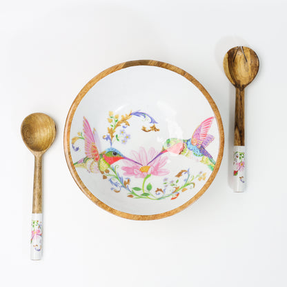 Spring Meadows Salad Bowl With Salad Servers