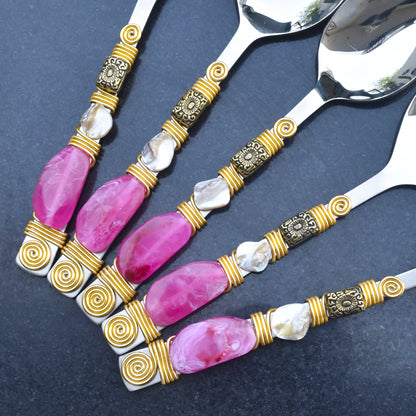 Pink Cascade Serving Spoons (Set Of 6)
