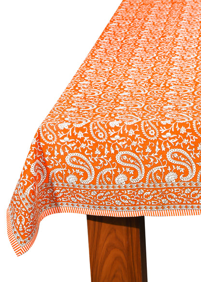 Tangerine Twirl Block Print Cotton TableCloth