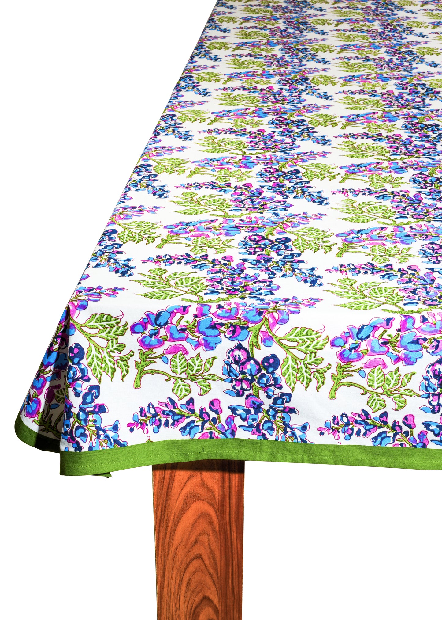 Bluebell Symphony Block Print Cotton Tablecloth
