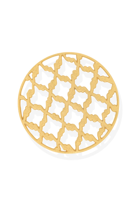 Gilded Geo Lattice Handcrafted Aluminum Trivet – 8"