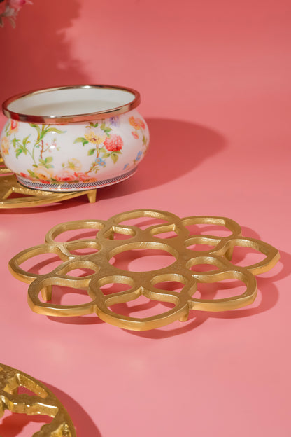 Gilded Bloom Handcrafted Aluminum Trivet – 8"