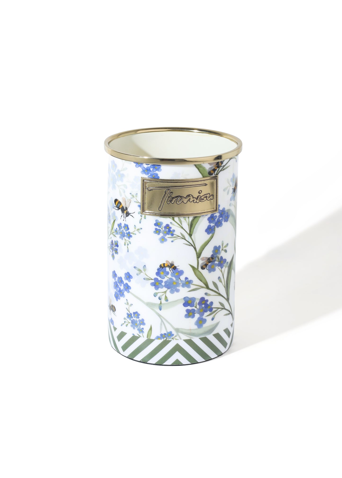 Tiramisu Bluebell Garden Stainless Steel & Brass Utensil Holder