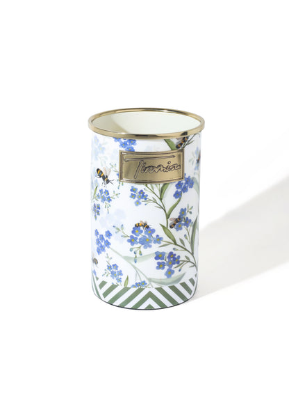 Tiramisu Bluebell Garden Stainless Steel & Brass Utensil Holder
