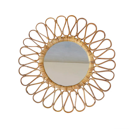 Tiramisu 25 " Round Handmade Rattan Cane Wall Mirror