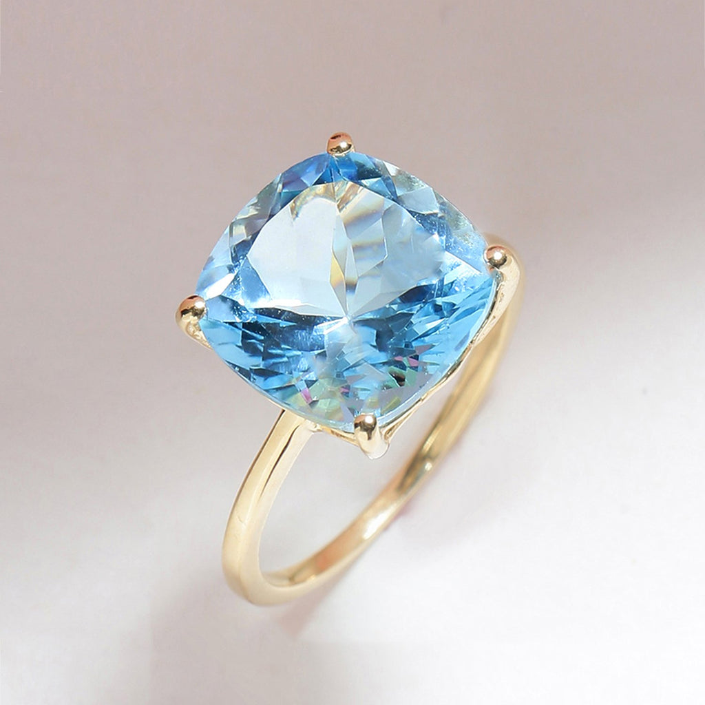 Tiramisu 7.50 Ct Sky Blue Topaz Solid 10k Yellow Gold Ring Jewelry