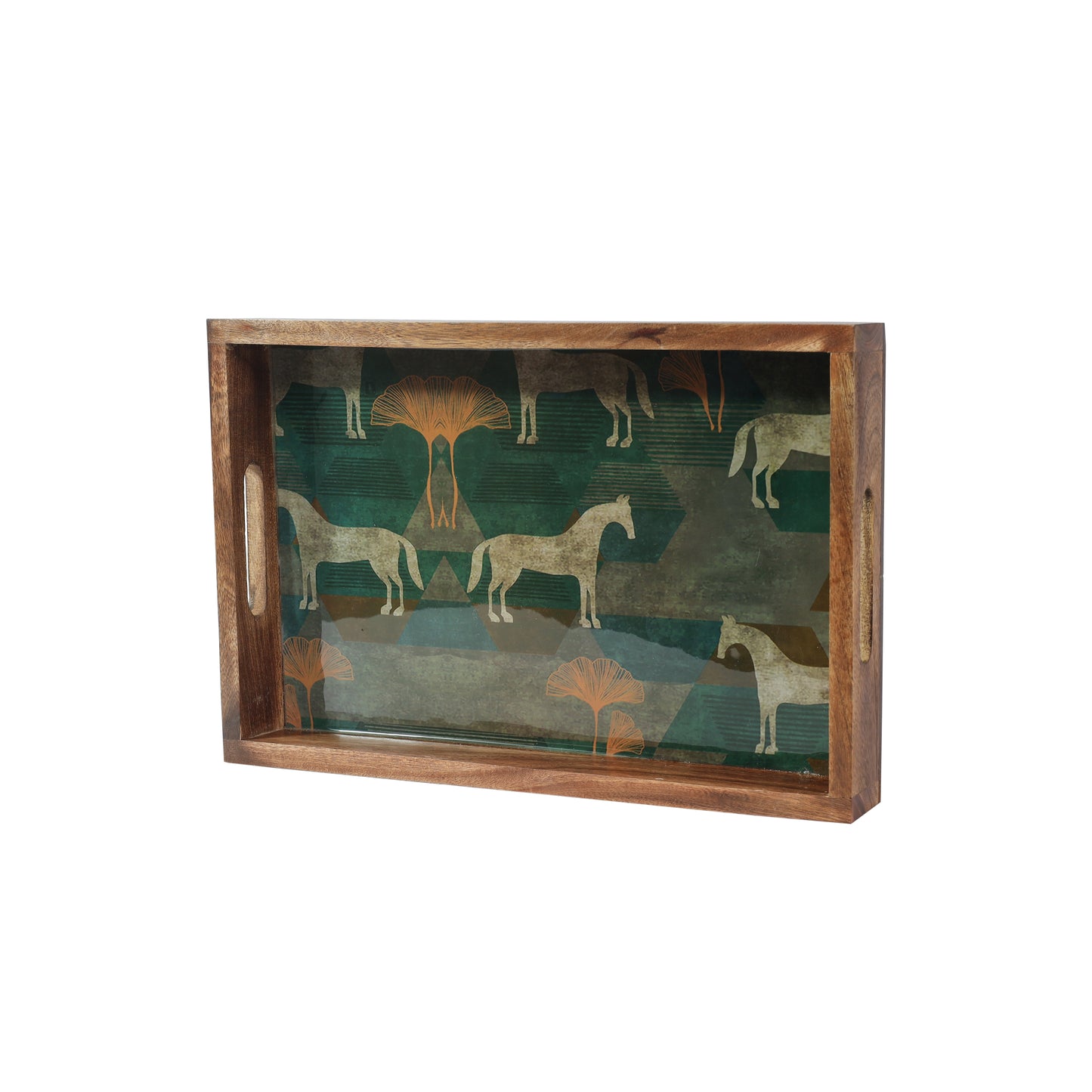 Moon Horse Resin And Wood Decorative Trays- Set of 3