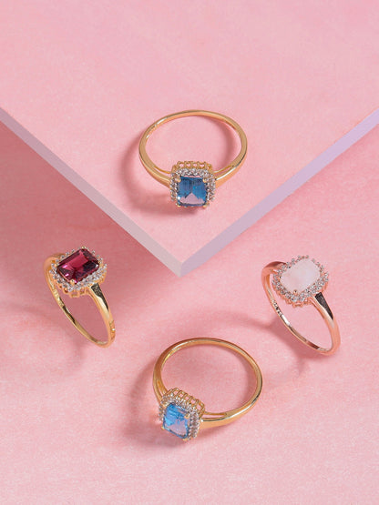Tiramisu 1.22 ct Rhodolite Garnet White Topaz Solid 10k Yellow Gold Ring