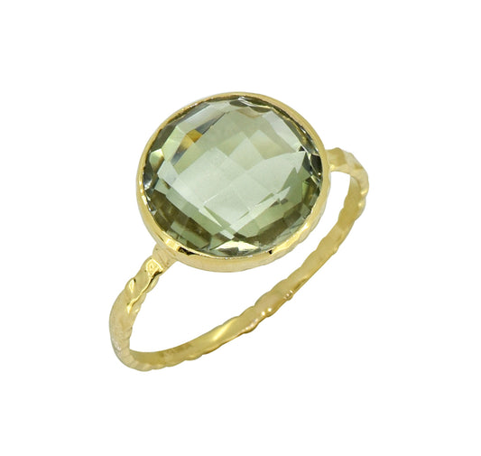 Tiramisu 5.77 ct Green Amethyst Gemstone Solid 14k Yellow Gold Ring
