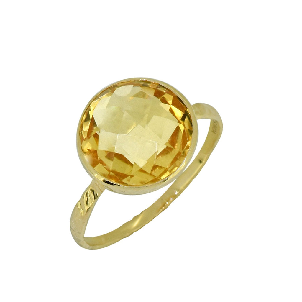 Tiramisu Solid 14k Yellow Gold Citrine Ring (5.60 ct)