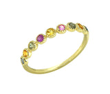 Tiramisu 0.41 ct Multi Sapphire Solid 14k Yellow Gold Eternity Band Ring