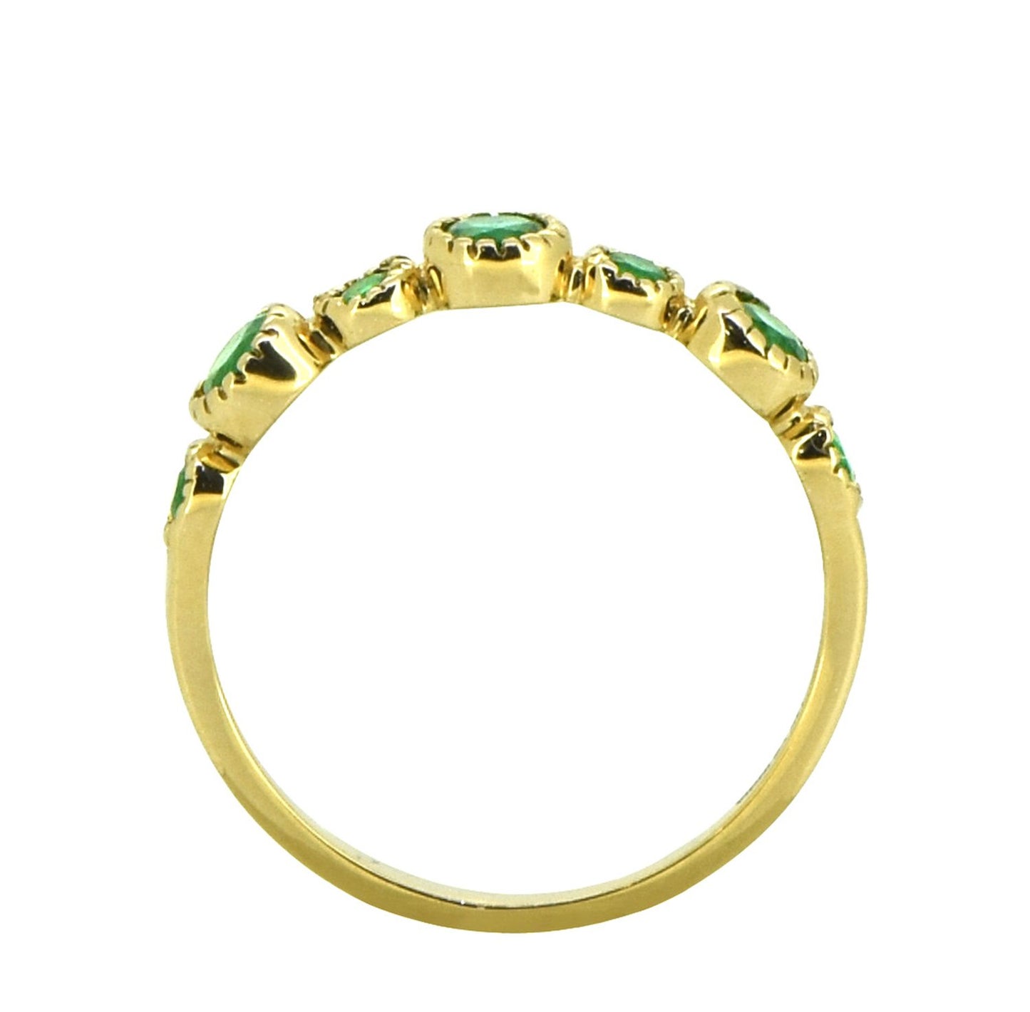 Tiramisu 0.45 ct Green Emerald Solid 14k Yellow Gold Eternity Band Ring