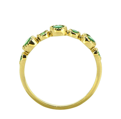 Tiramisu 0.45 ct Green Emerald Solid 14k Yellow Gold Eternity Band Ring