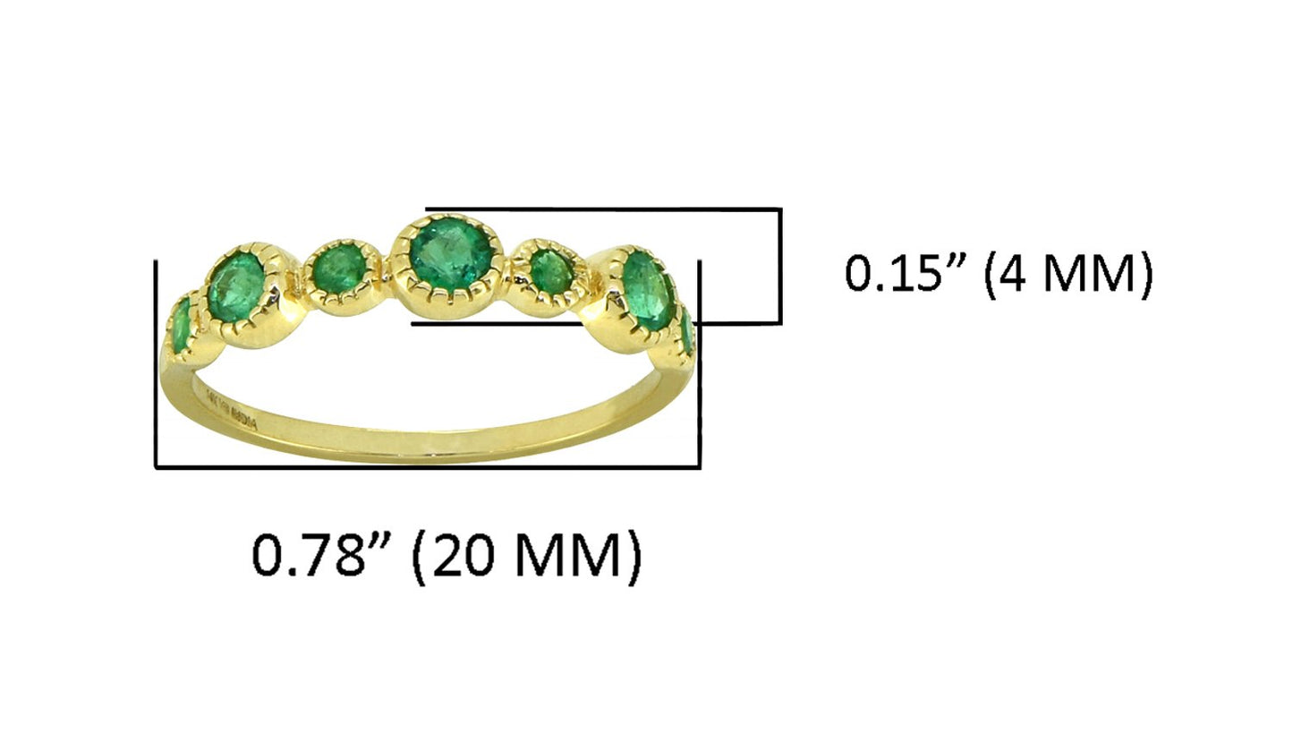 Tiramisu 0.45 ct Green Emerald Solid 14k Yellow Gold Eternity Band Ring