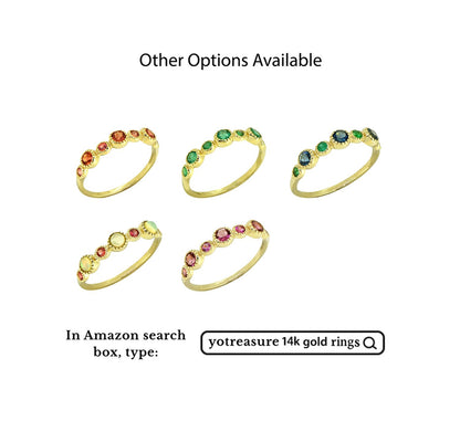 Tiramisu 0.45 ct Green Emerald Solid 14k Yellow Gold Eternity Band Ring