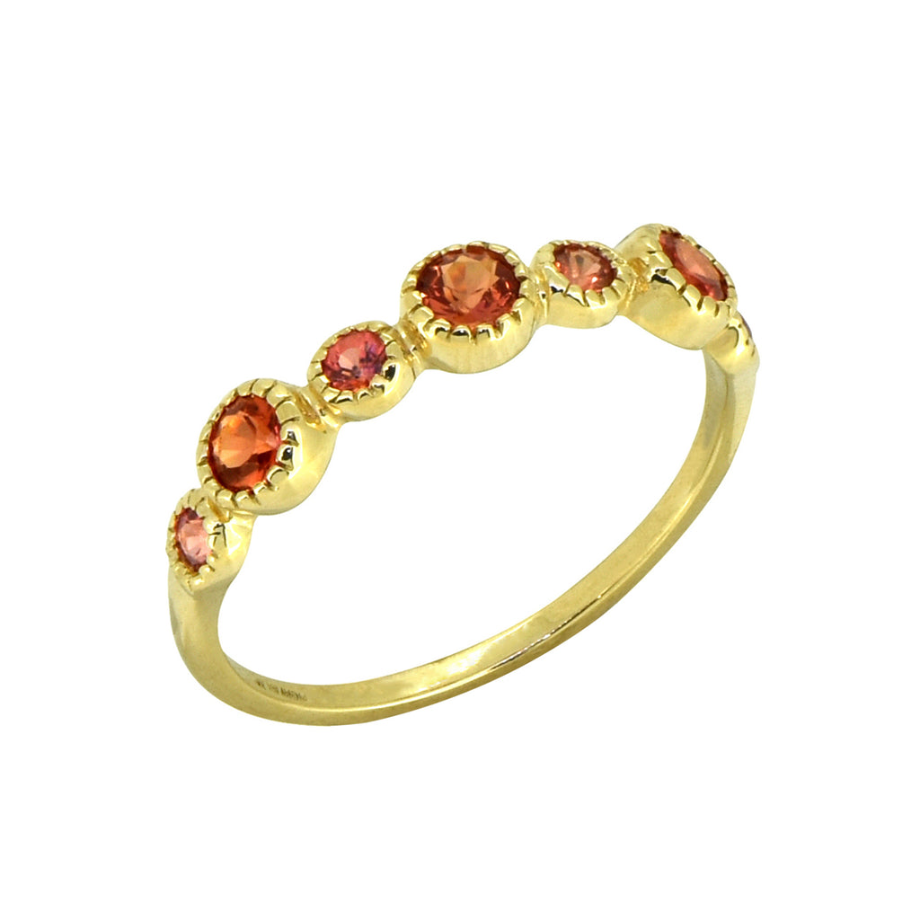 Tiramisu 0.61 ct Orange Sapphire Solid 14k Yellow Gold Eternity Band Ring