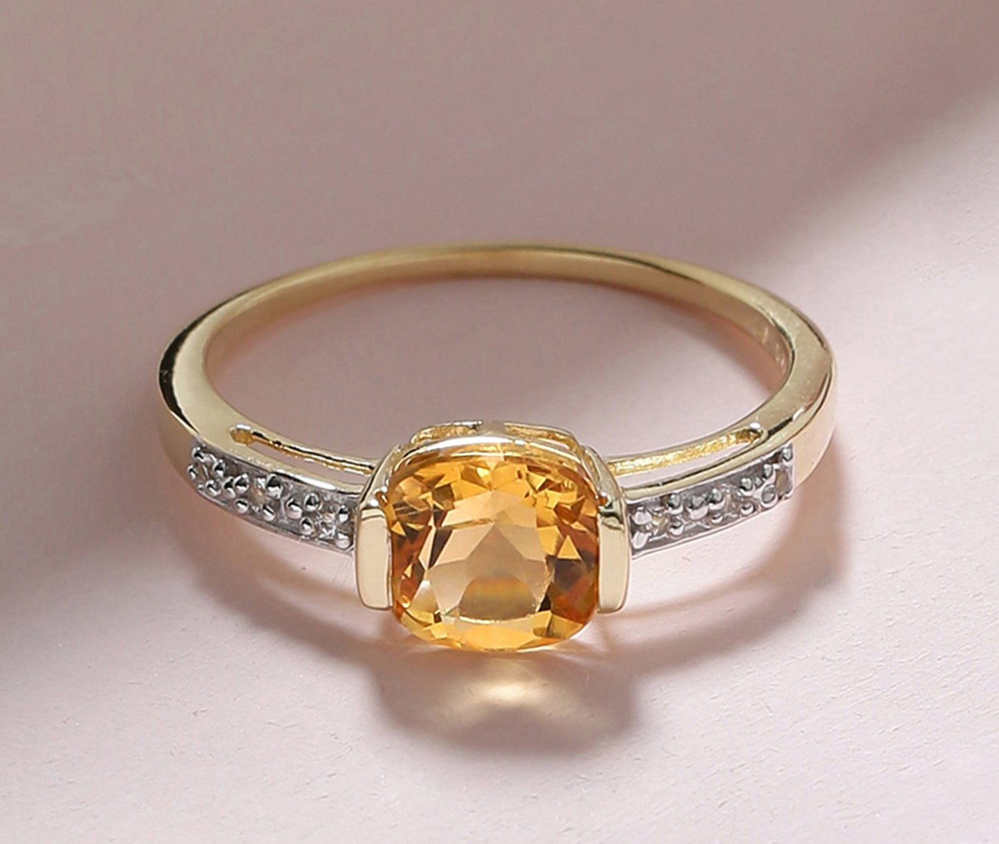 Tiramisu 1.43 Ct Citrine Solid 10k Yellow Gold Ring Jewelry