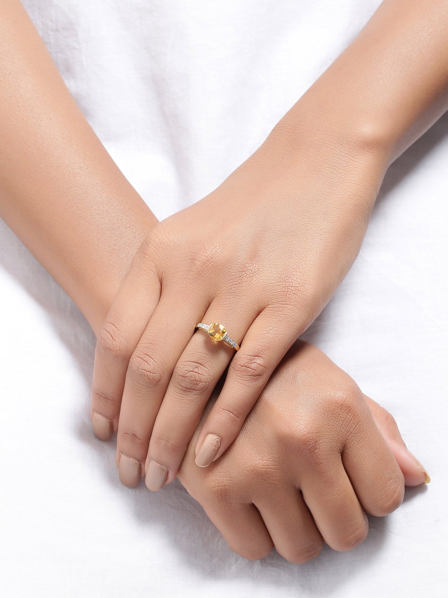 Tiramisu 1.43 Ct Citrine Solid 10k Yellow Gold Ring Jewelry