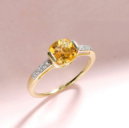 Tiramisu 1.43 Ct Citrine Solid 10k Yellow Gold Ring Jewelry