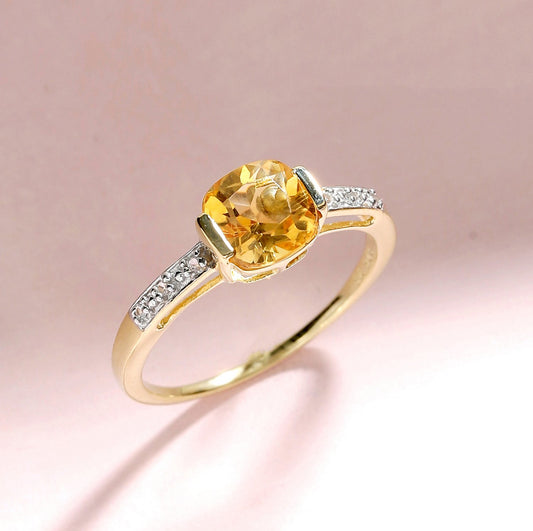 Tiramisu 1.43 Ct Citrine Solid 10k Yellow Gold Ring Jewelry