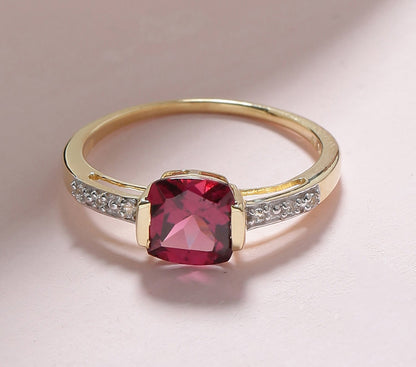 Tiramisu 1.82 Ct Rhodolite Garnet Solid 10k Yellow Gold Ring Jewelry