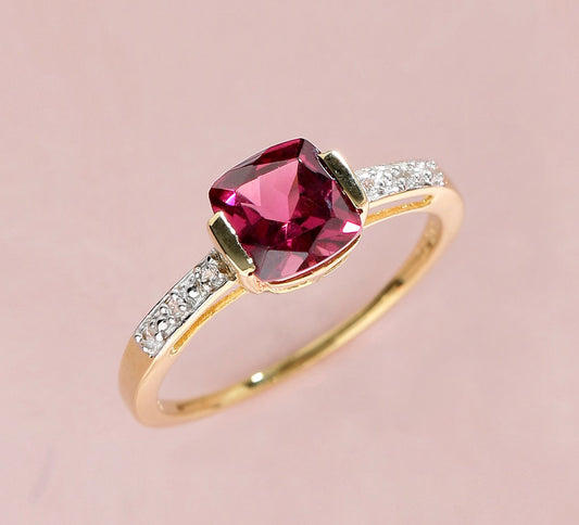 Tiramisu 1.82 Ct Rhodolite Garnet Solid 10k Yellow Gold Ring Jewelry