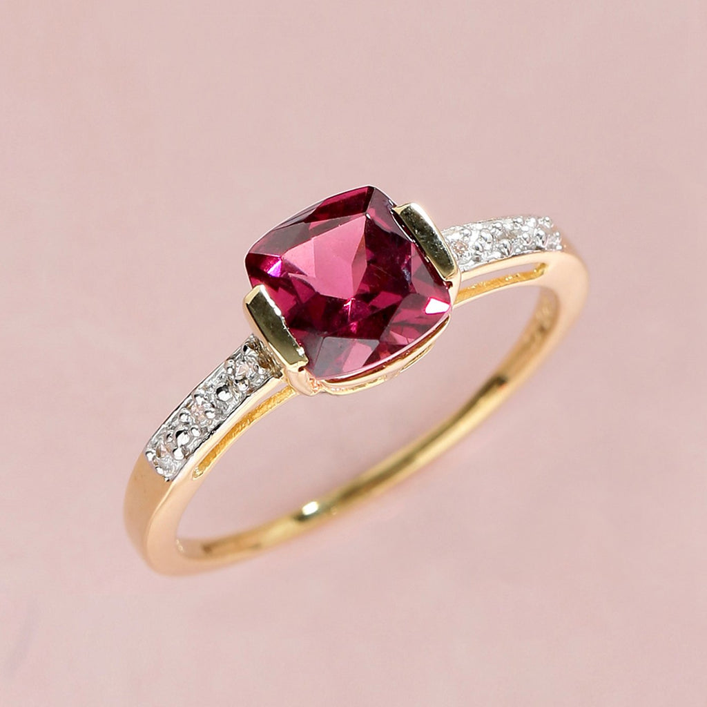 Tiramisu 1.82 Ct Rhodolite Garnet Solid 10k Yellow Gold Ring Jewelry