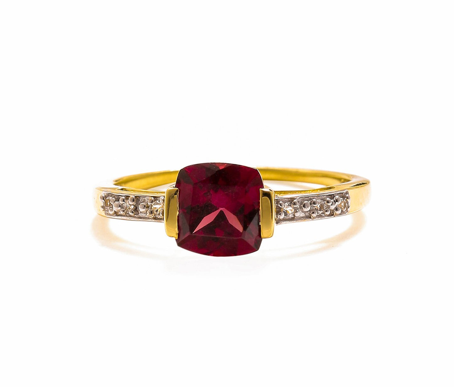 Tiramisu 1.82 Ct Rhodolite Garnet Solid 10k Yellow Gold Ring Jewelry