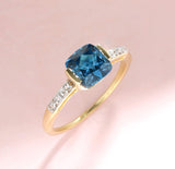 Tiramisu 1.82 Ct London Blue Topaz Solid 10k Yellow Gold Ring Jewelry