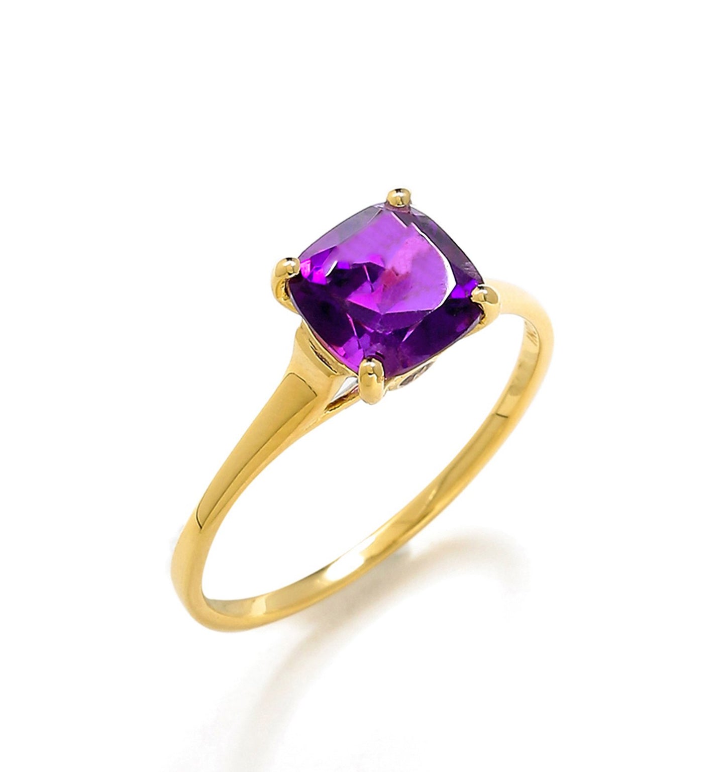 Tiramisu 1.64 Ct. Purple African Amethyst Solid 10K Yellow Gold Solitaire Ring