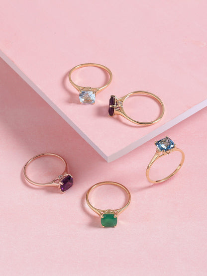 Tiramisu 1.30 Ct Green Onyx Solid 10k Yellow Gold Ring Jewelry