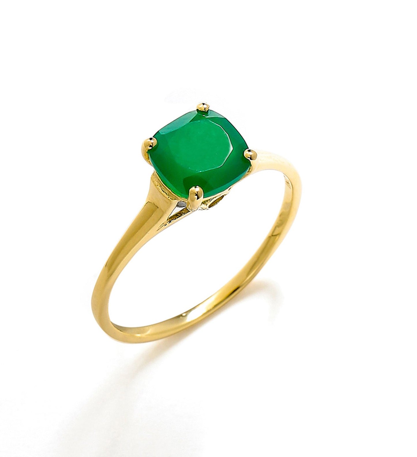 Tiramisu 1.30 Ct Green Onyx Solid 10k Yellow Gold Ring Jewelry