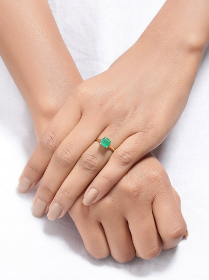 Tiramisu 1.30 Ct Green Onyx Solid 10k Yellow Gold Ring Jewelry