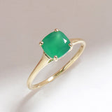 Tiramisu 1.30 Ct Green Onyx Solid 10k Yellow Gold Ring Jewelry