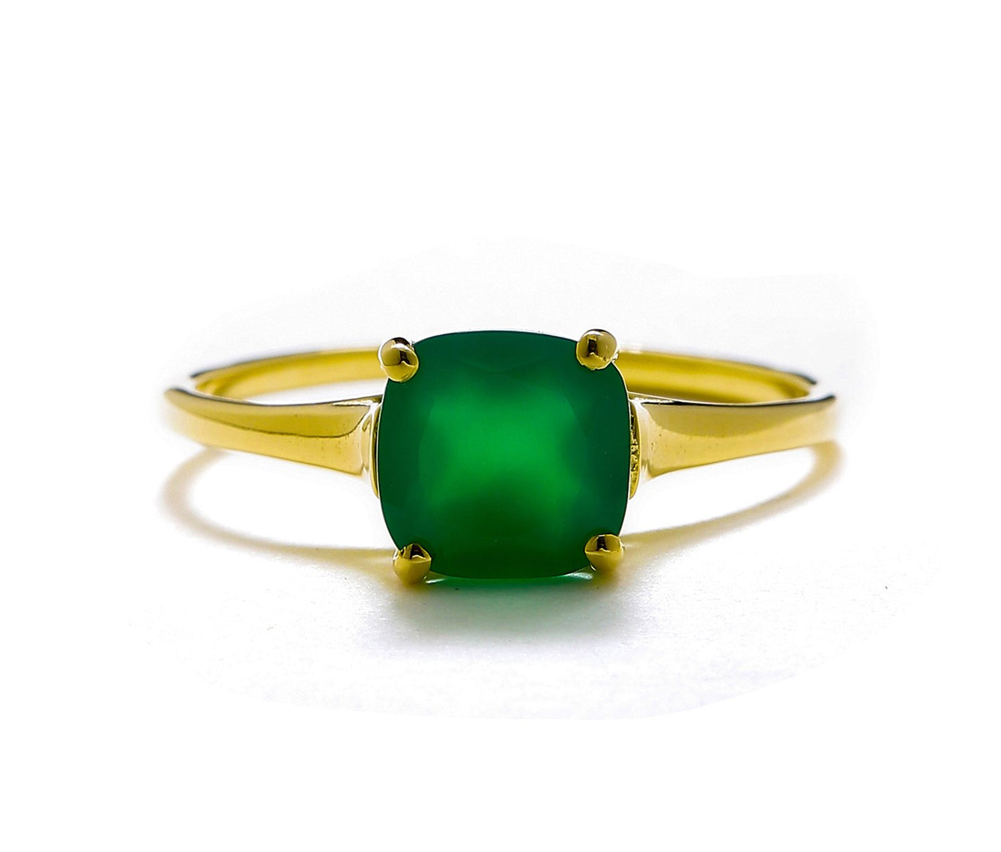 Tiramisu 1.30 Ct Green Onyx Solid 10k Yellow Gold Ring Jewelry