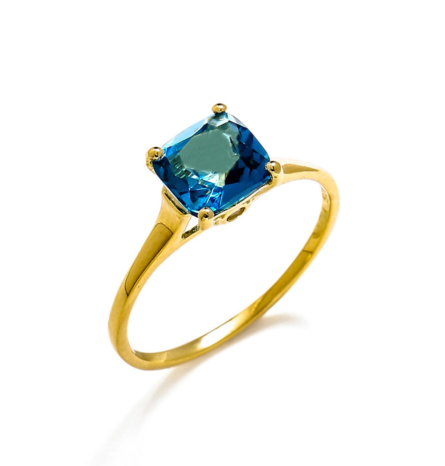Tiramisu 1.81 Ct London Blue Topaz Solid 10k Yellow Gold Ring Jewelry