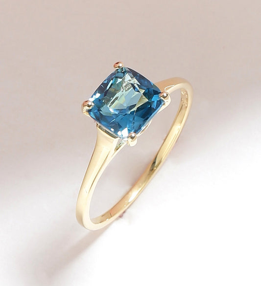 Tiramisu 1.81 Ct London Blue Topaz Solid 10k Yellow Gold Ring Jewelry
