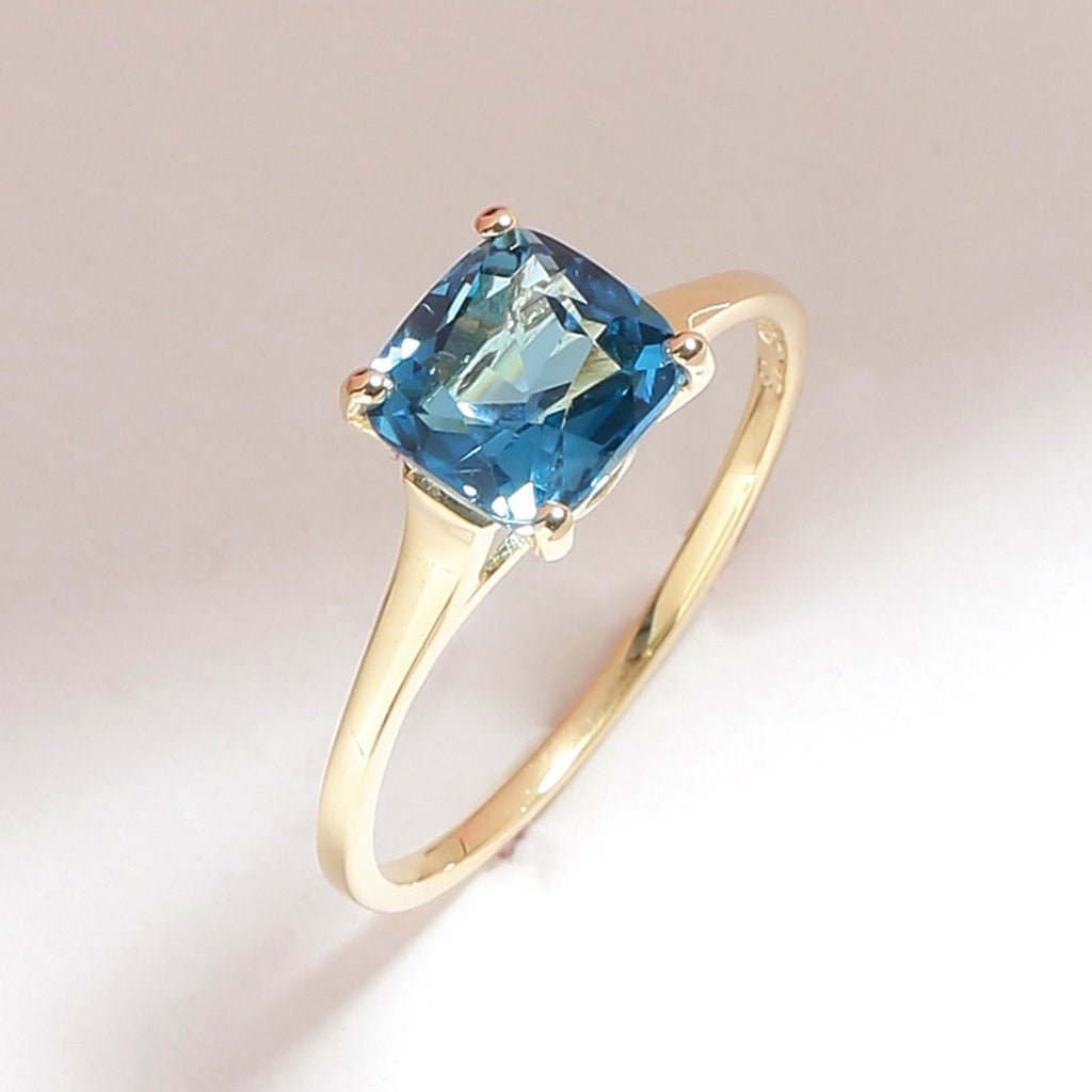 Tiramisu 1.81 Ct London Blue Topaz Solid 10k Yellow Gold Ring Jewelry